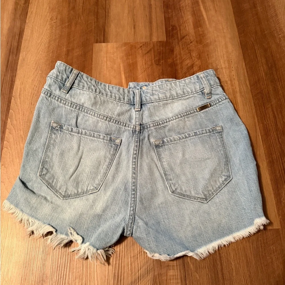 KanCan Light Blue Distressed Denim Shorts - Picture 2 of 3